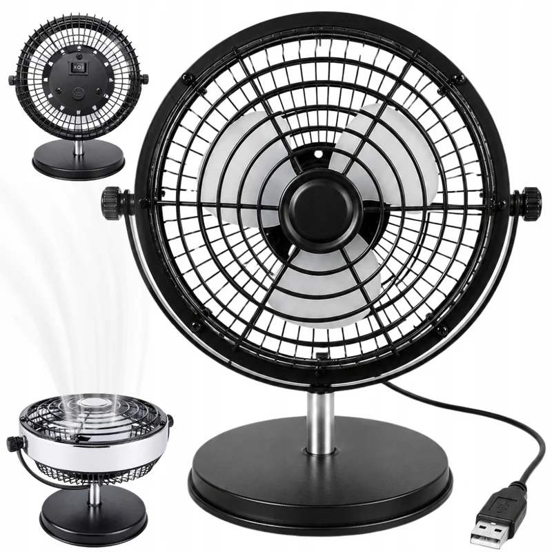 USB Tischventilator Leise Mini Ventilator für Büro Zuhause USB-C 360° Neigbar