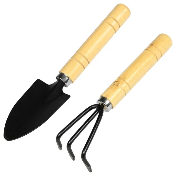 Gartengeräte Set 2tlg Mini Gartenwerkzeug Rechen Schaufel Holzgriff