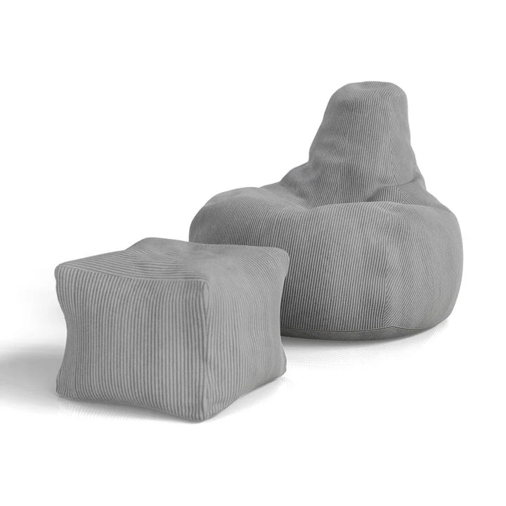 Sitzsack Chillex L mit Hocker Cord Sessel Hellgrau