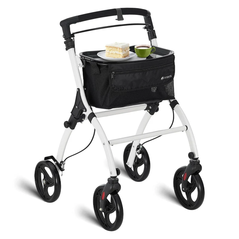 Aluminium Wohnungsrollator Aktiv - Weiss Schwarz