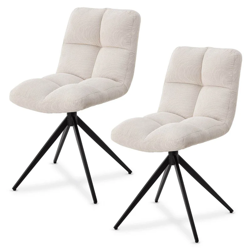 Drehstuhl Dallas 2er Set Cord Beige