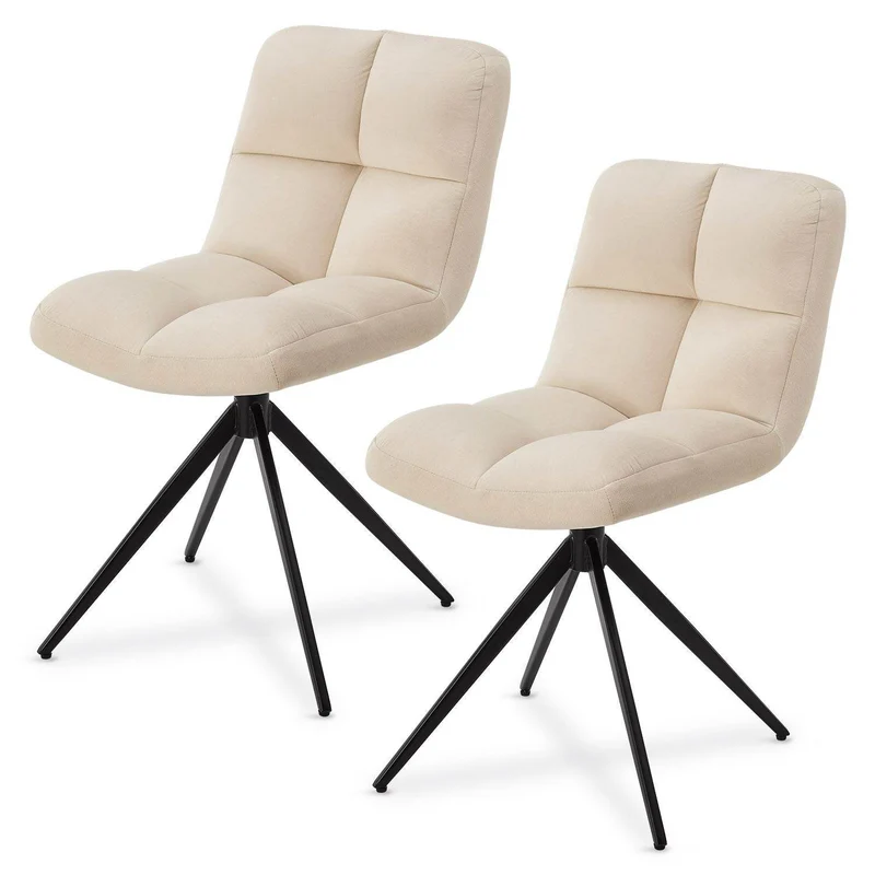 Drehstuhl Dallas 2er Set Samt Beige