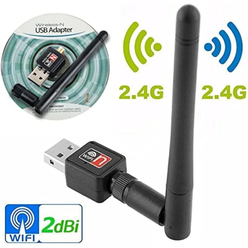 Mini WiFi Wireless Stick Adapter WLAN 150Mbit 2dBi Drahtlos Dongle USB 2.0 NEU