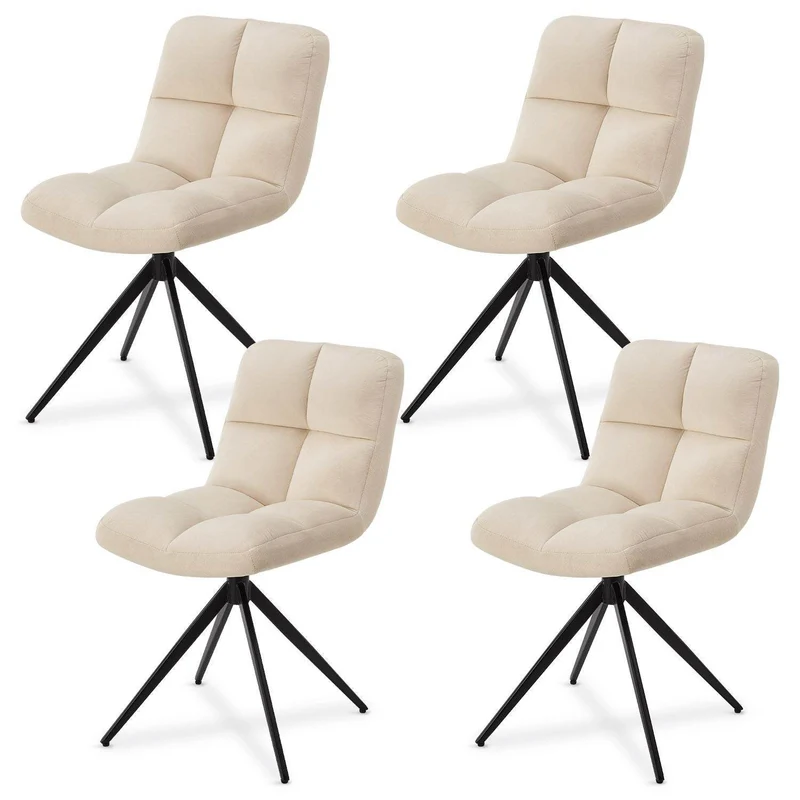 Drehstuhl Dallas 4er Set Samt Beige