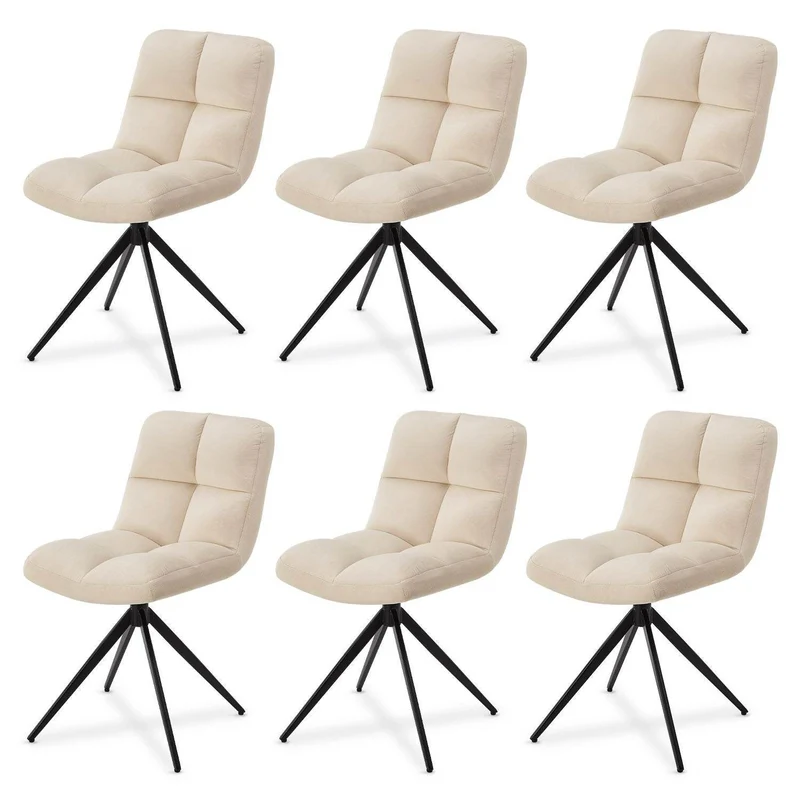 Drehstuhl Dallas 6er Set Samt Beige