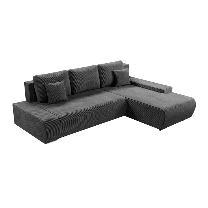 Sofa Iseo mit Schlaffunktion mit Cord-ähnlichem Stoff Dunkelgrau