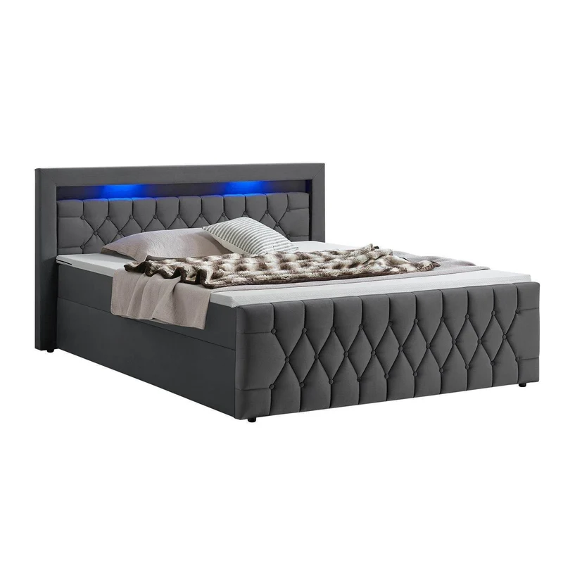 Boxspringbett Leona 180x200 cm - Grau