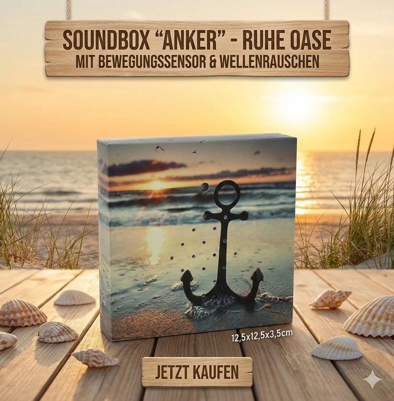 Soundbox mit Bewegungsmelder – Naturklänge, Vogelgezwitscher & Wellenrauschen für Entspannung im Bad & Büro