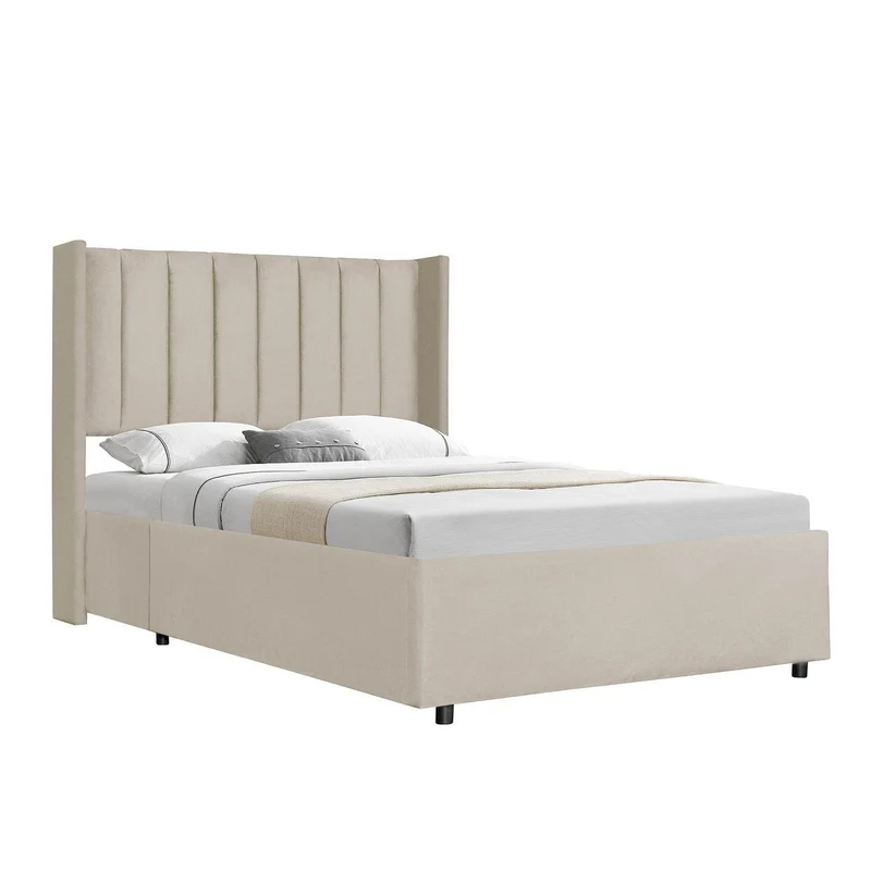Polsterbett Savona 140x200 cm aus Samt Beige