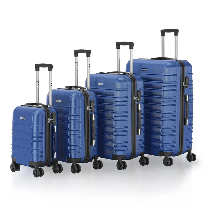 Hartschalen Kofferset Rom - Blau 4-teiliges Set mit schlagfester ABS-Hartschale und 360° Rollen