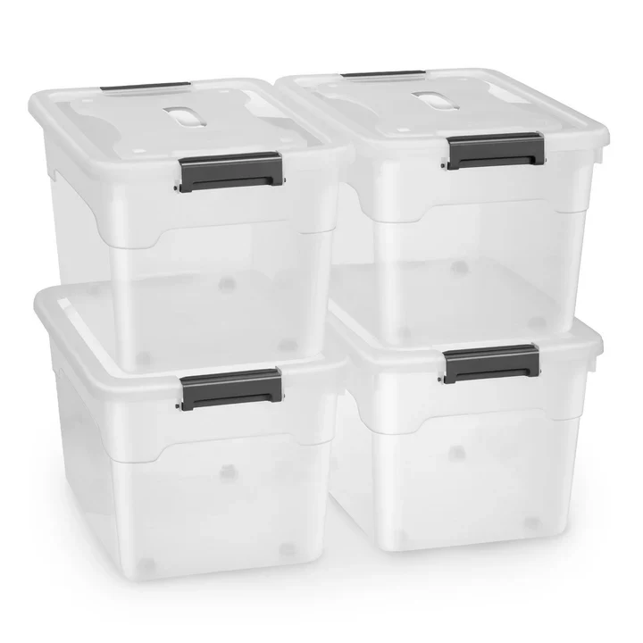 Aufbewahrungsbox 45 L mit Deckel 4er Set