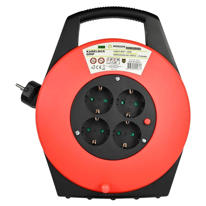 Kabeltrommel 10m mit 4 Steckdosen Kabelbox für Werkstatt Garage Innenbereich