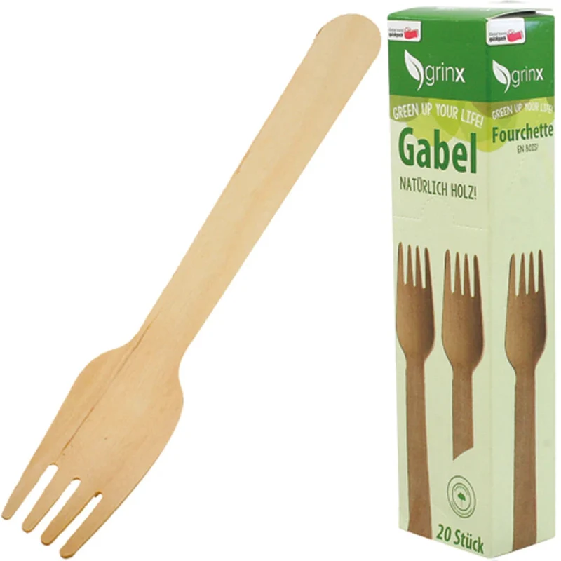 Party Besteck – 20 Holz-Gabeln, 15,5 cm, umweltfreundlich