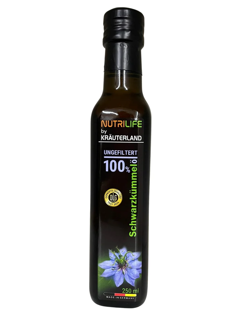 Schwarzkümmelöl 250ml kaltgepresst ungefiltert naturrein vegan mild Glasflasche