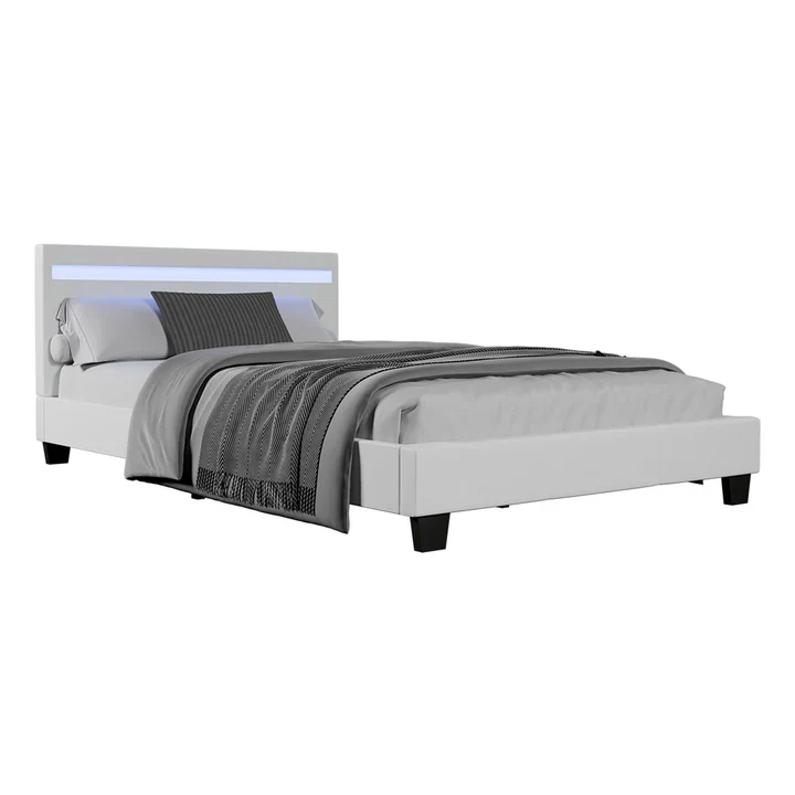 Polsterbett Verona 120 x 200 cm mit LED Beleuchtung in weiss