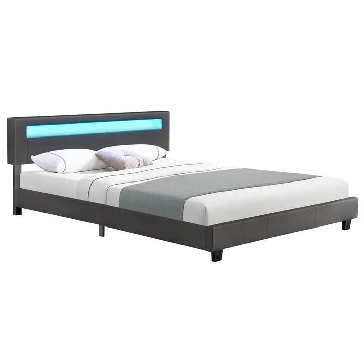 LED Polsterbett Paris 180x200 cm mit Lattenrost Dunkelgrau