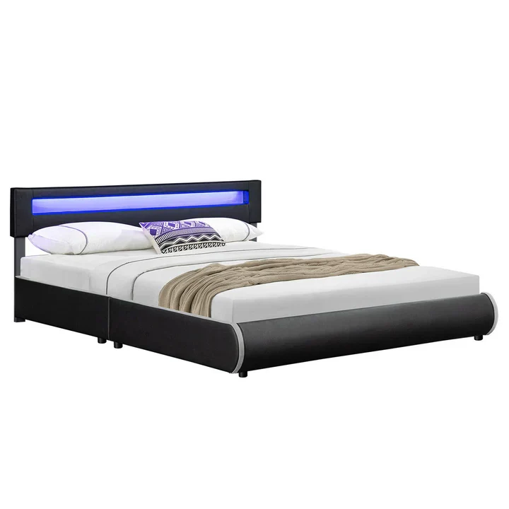 LED Polsterbett Sevilla 180x200 cm mit Lattenrost schwarz