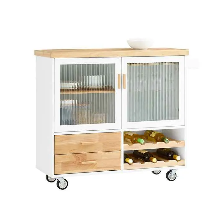 Kücheninsel Küchenschrank Sideboard Esszimmer Weiss-Natur 109x92x40cm
