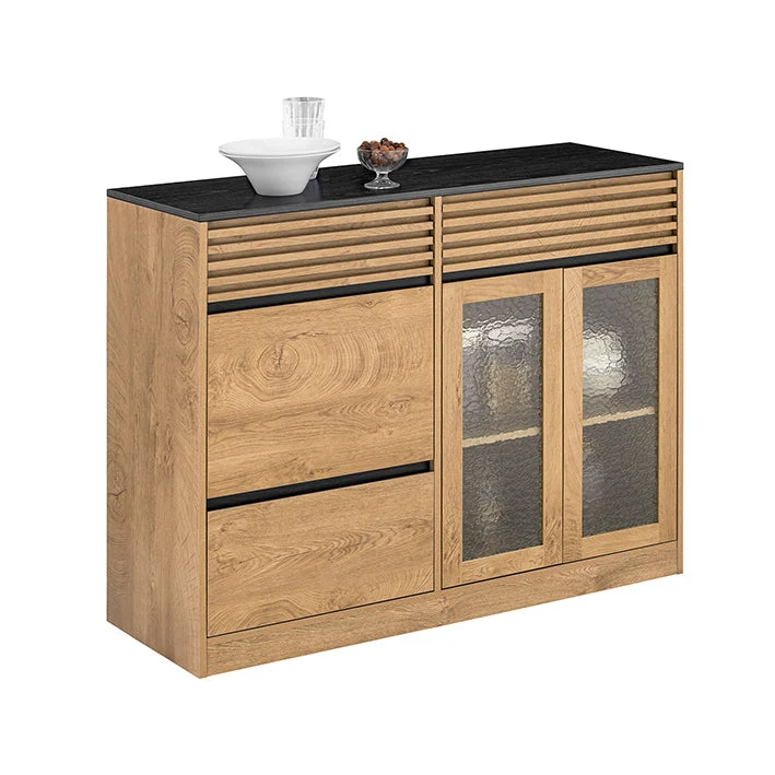Kücheninsel | Sideboard | Küchenschrank | Buffet | Natur/Schwarz