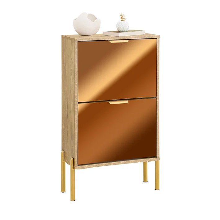 Schuhkipper mit 2 Klappen | Schuhschrank | Schuhregal | Golden Hochglanz