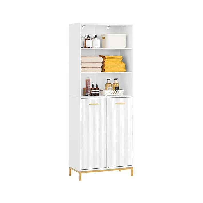 Hochschrank breiter | Badschrank mit Wäschesack | Wäscheschrank | Weiss