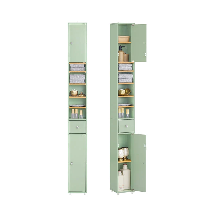 Badezimmer Hochschrank | Badschrank mit 5 Fächern | Badregal Hellgrün