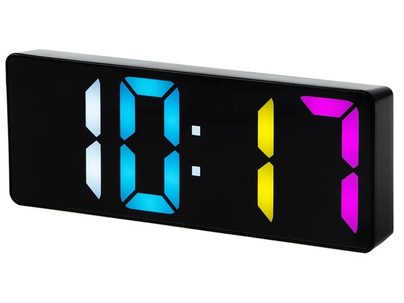 Digitaler LED-Wecker mit Farbdisplay, Thermometer & Datum – Elektronischer Wecker mit Snooze-Funktion, USB- & Batteriebetrieb