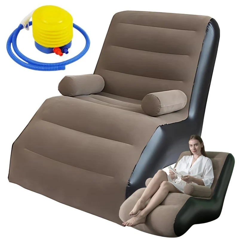 Aufblasbarer Gartensessel mit Fußstütze – Luftsessel Loungesessel mit Pumpe