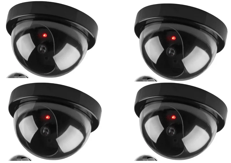 4xDummy Dome Kamera Attrappe mit LED blinkend – Überwachung für Innen & Außen
