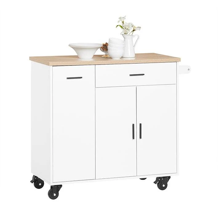 Design Küchenwagen mit Arbeitsplatte | Kücheninsel | Küchenschrank Sideboard Weiss