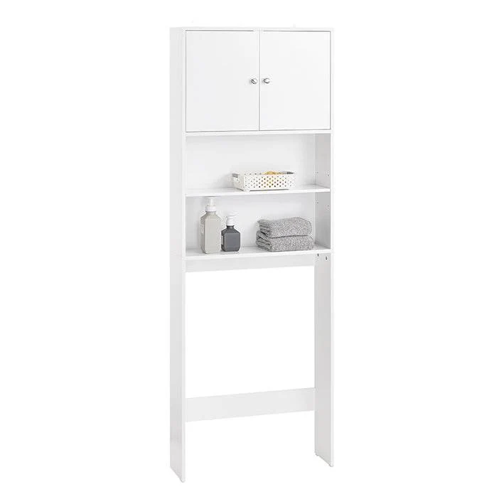 Toilettenregal | Waschmaschinenschrank | Badezimmerregal mit Schrank | Weiss
