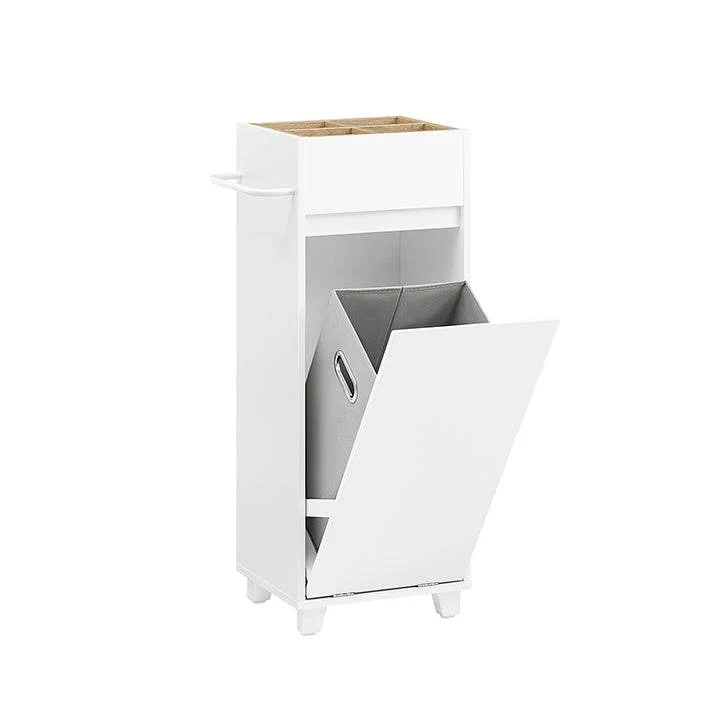 Weißer Wäscheschrank mit ausklappbarem Wäschesack