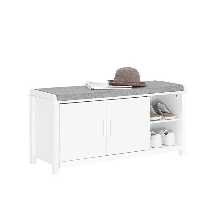 Schuhbank mit Sitzfläche | Dielenbank | Sitzbank | Schuhschrank | Weiss
