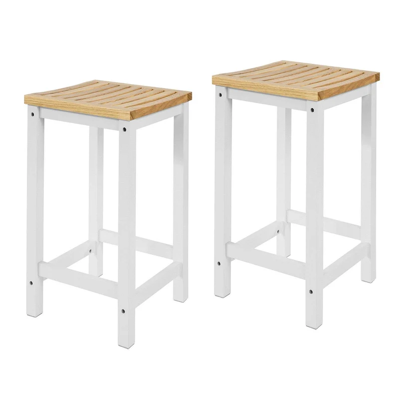2er Set Hocker | Holzstuhl | Küchenstuhl | Sitzhöhe 61cm | FST29-WNx2