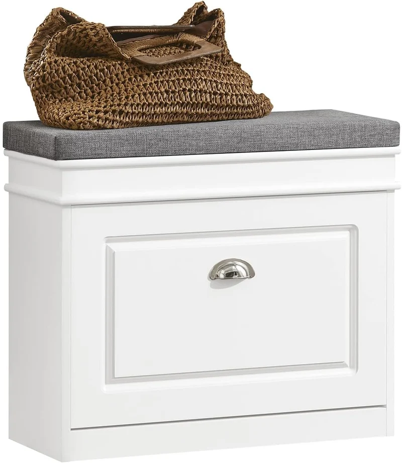 Schuhkipper | Schuhbank mit Klappe | Schuhschrank Weiss