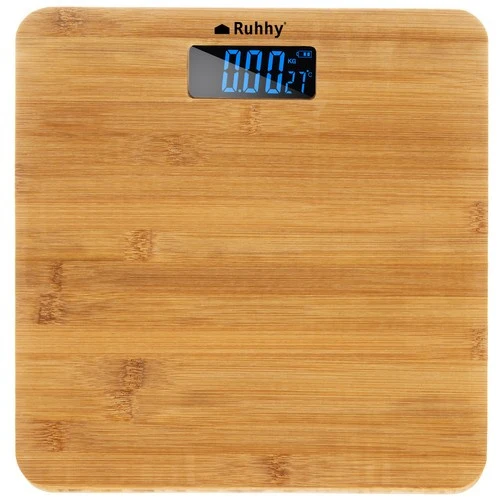 Digitale Bambus Personenwaage mit LCD – Badezimmerwaage bis 180 kg
