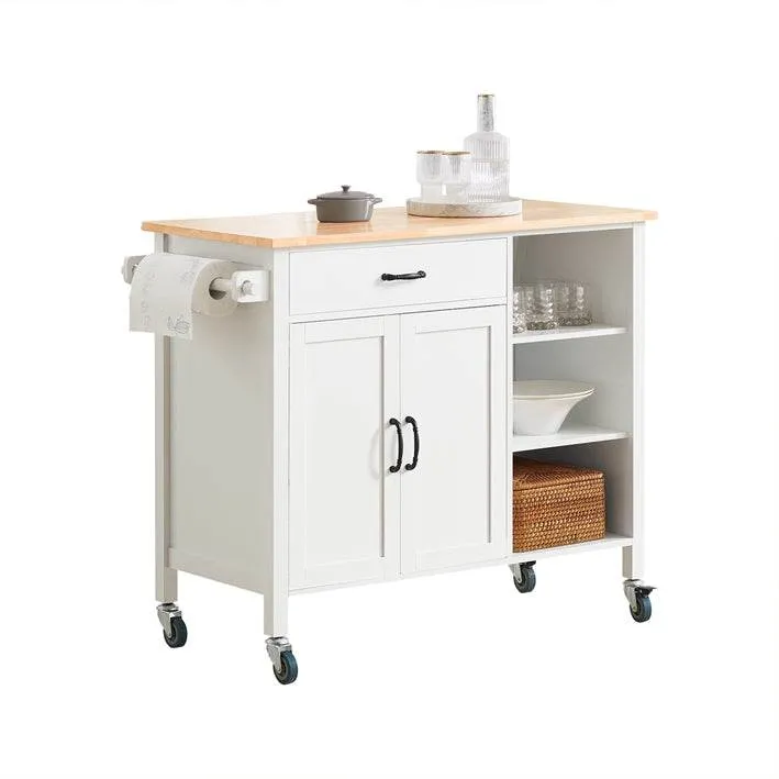 Küchenschrank Weiss Küchenwagen mit Schubladen | Servierwagen Holz | FKW103-WN