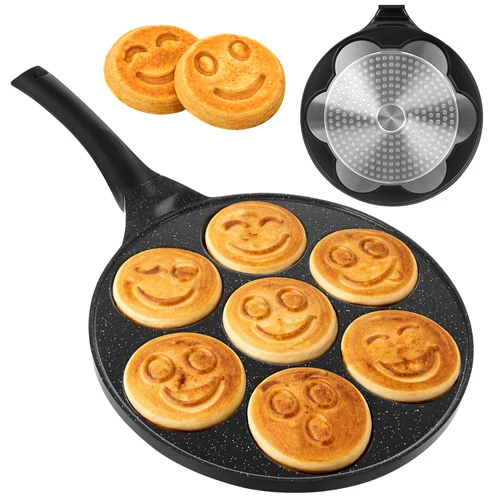 Pfannkuchenpfanne 26 cm mit 7 Formen – Antihaft Eierpfanne für Induktion