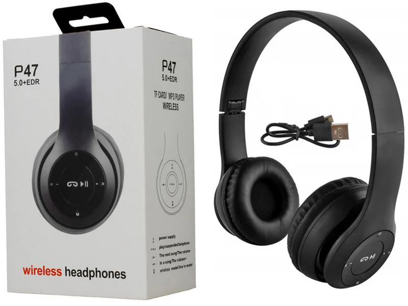 P47 Kabellose Bluetooth Kopfhörer – Faltbares Headset mit Mikrofon, MP3 & FM-Radio