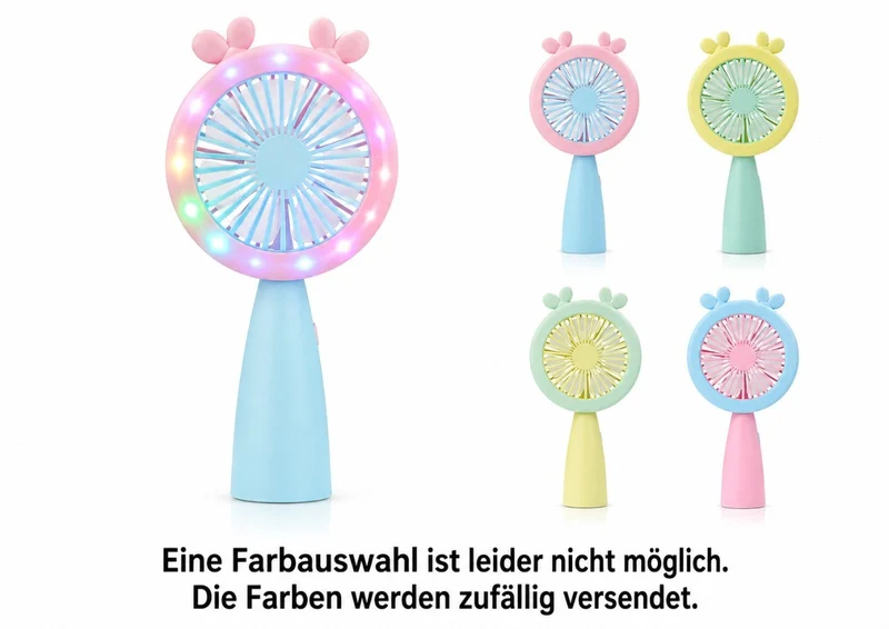 Handventilator mit LED Beleuchtung – USB Mini Ventilator wiederaufladbar mit 2 Stufen