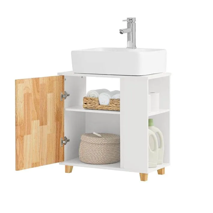 Waschbeckenunterschrank | Waschtisch | Badschrank Weiß-Natur | BZR75-W