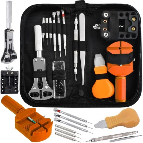 BIGSTREN Uhrmacher Werkzeug Set – Komplettes Uhren Reparaturset mit Etui und Armbandkürzer