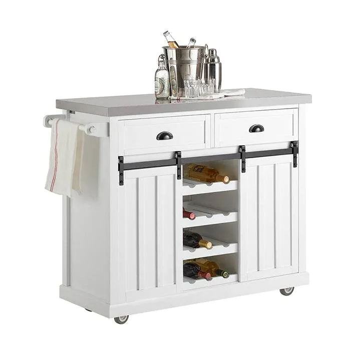 Kücheninsel | Küchenwagen mit Flaschenablage | Küchenschrank Weiss