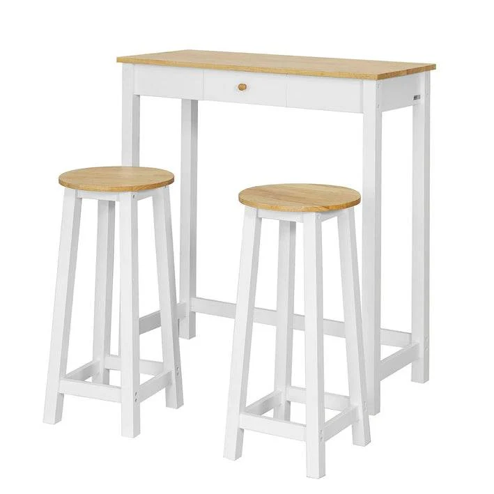Bartisch Mit 2 Barhockern | Weiss-Natur