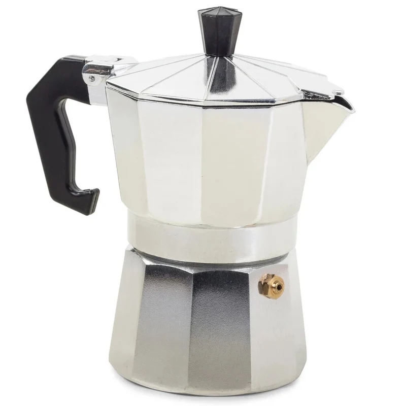 Espressokocher Aluminium 3 Tassen 150 ml – Moka Kaffeemaschine für Gas & Elektroherd schwarz oder silber