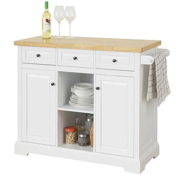 Kücheninsel Küchenwagen Küchenschrank Sideboard auf Rollen weiss