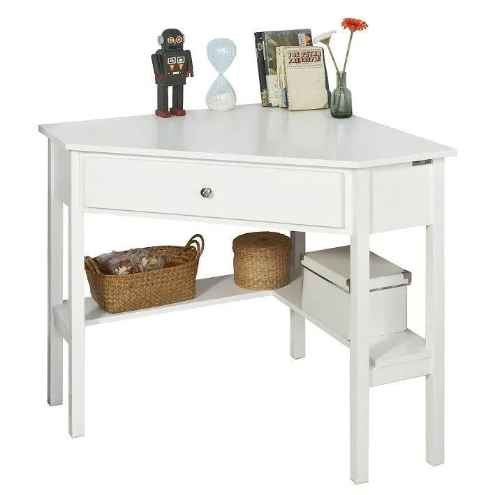 Eckschreibtisch Schreibtisch mit Ablage und Schublade Weiss
