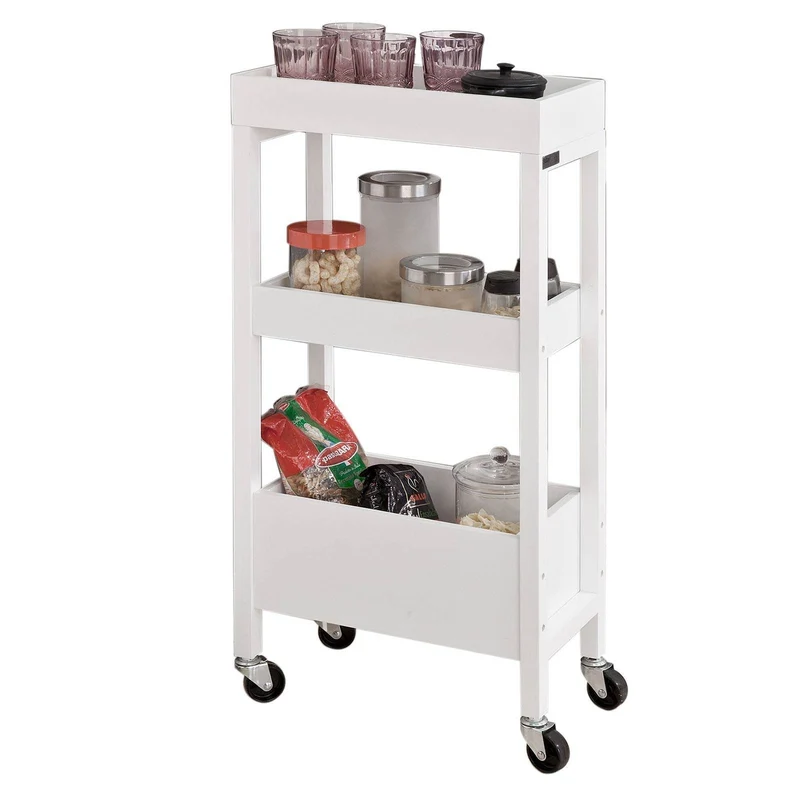 Nischenwagen 21cm breit | Bad Rollwagen | Küchenwagen Weiss