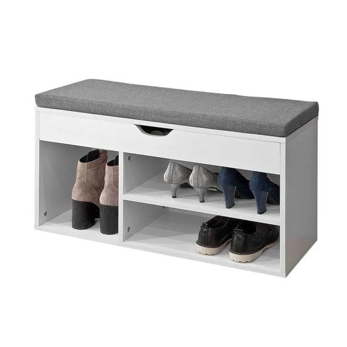 Schuhbank | Schuhregal mit Sitzfläche | Sitzbank Weiss