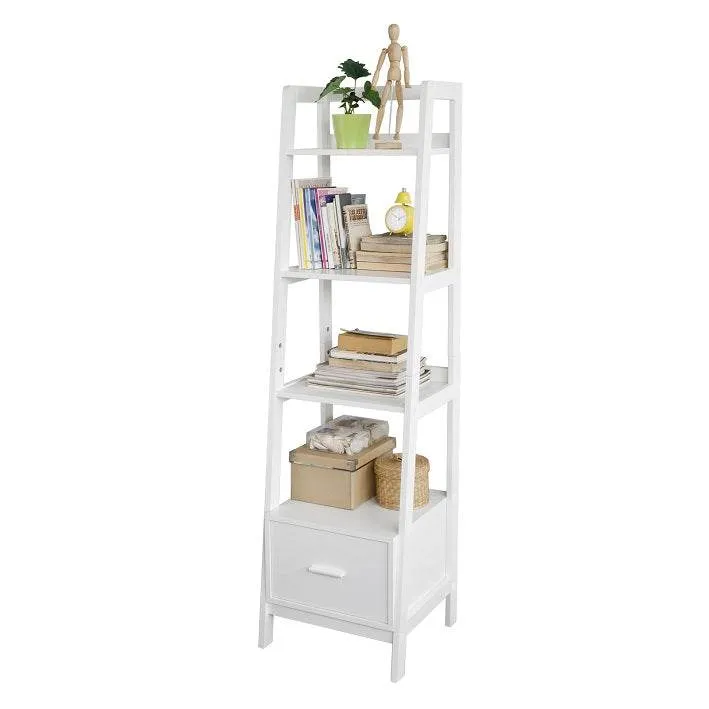 Leiterregal Weiss | Bücherregal Breit 44cm | Standregal Holz
